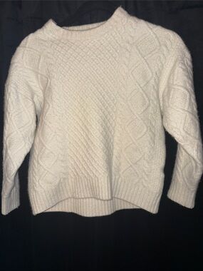 Sunday Best Cream Cable Knit Crewneck Sweater